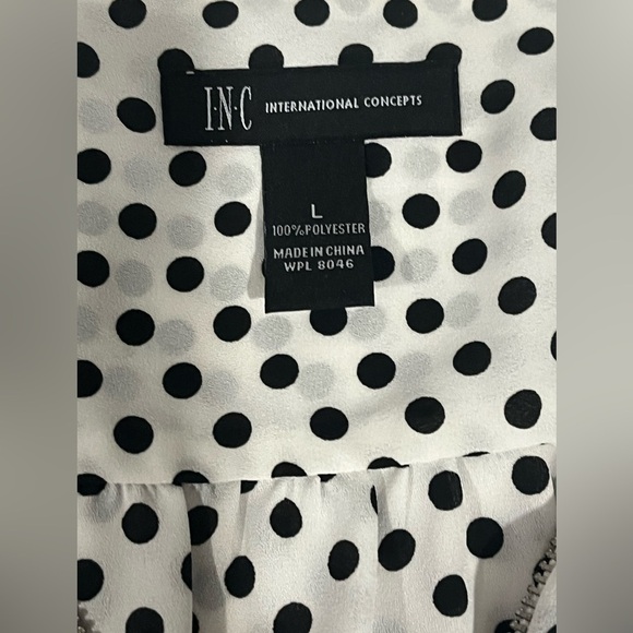 INC Polka Dot Sleeveless Top, size L, great zipper front, GUC - Picture 6 of 7
